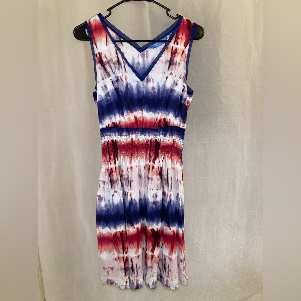 Tie Dye Print Dress w Pockets